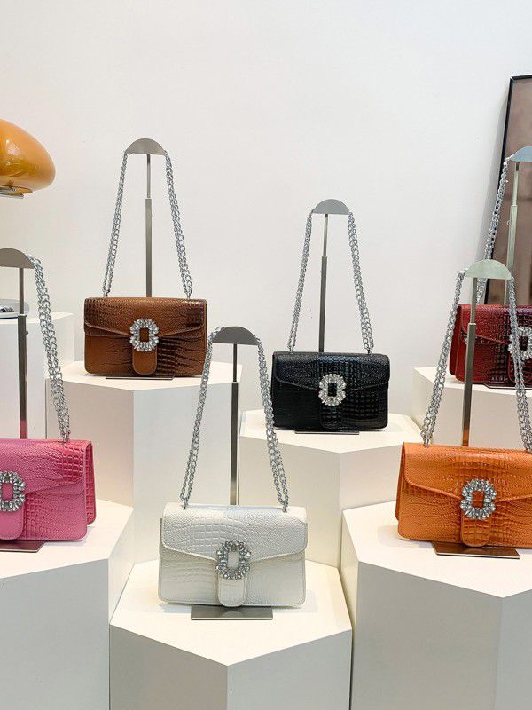 Crocodile pattern retro diamond bag